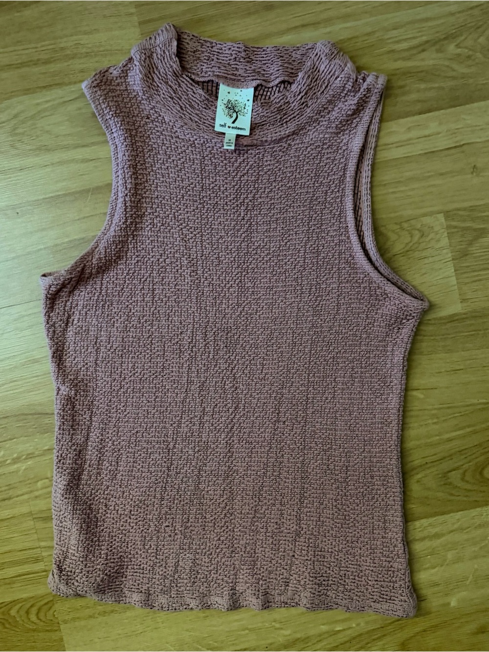 Self Esteem Mauve Ribbed Sleeveless Mock Neck Top - Women's